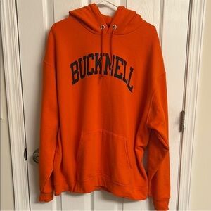 Orange Bucknell Hoodie by Champion B Logo on Back Cotton Polyester Size 2XL
